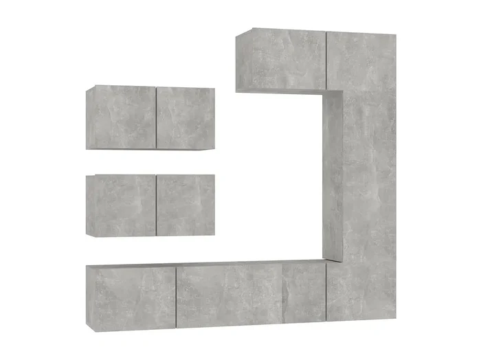 Conjunto de muebles mueble aparador TV televisión salón dormitorio salón 6 piezas gris madera contrachapada 02_0025051