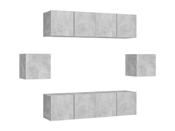 Conjunto de muebles mueble aparador TV televisión salón dormitorio salón 6 piezas madera contrachapada gris 02_0025030