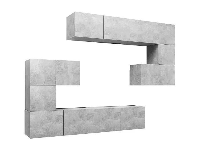 Conjunto de muebles mueble aparador TV televisión salón dormitorio salón 8 piezas madera contrachapada gris 02_0025246