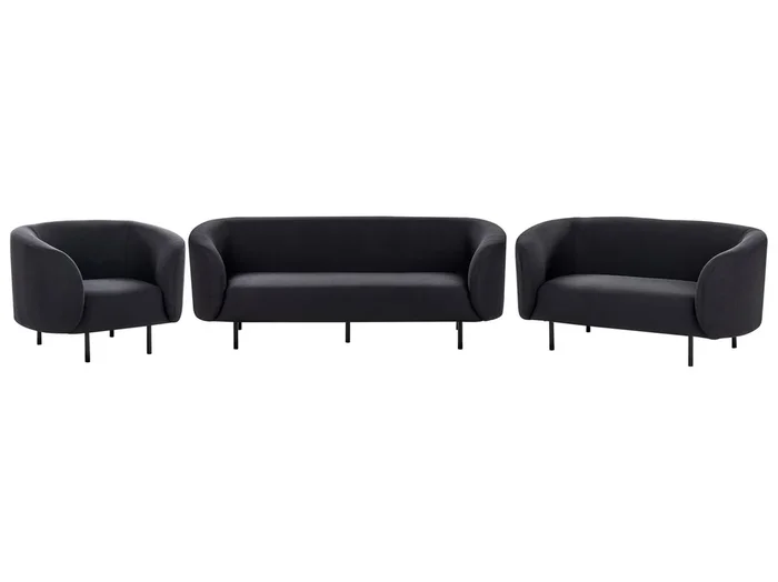 Conjunto de sala de estar LOEN Tela Negro 6 plazas