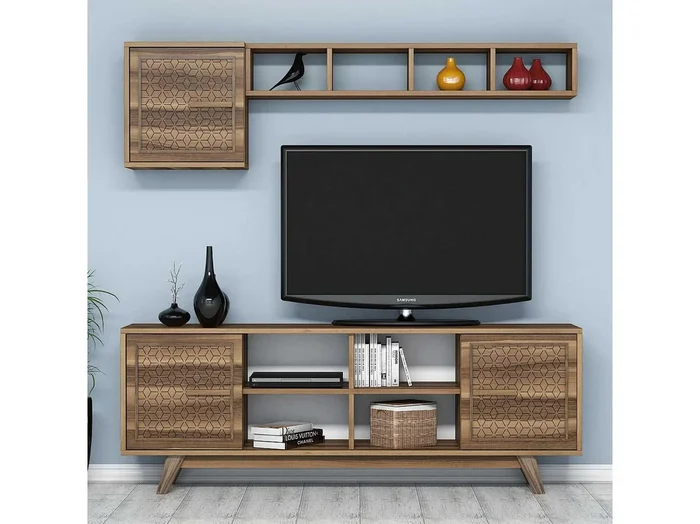 Conjunto de salón Kailua 1590, Nogal, Partes separadas Con mesa de TV, 160x35cm