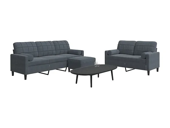 Conjunto de sofá de 3 piezas con cojines y almohadones de terciopelo