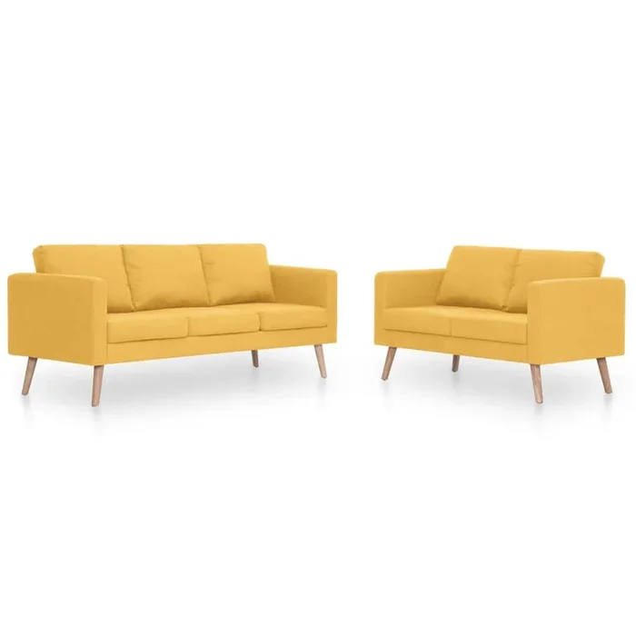 Conjunto de sofás de 2 plazas para salón salón piezas interior hogar tela amarilla 02_0019698