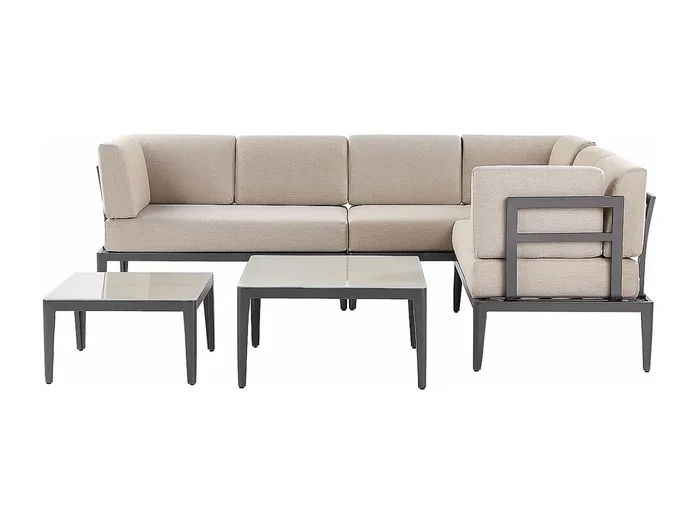 Conjunto esquinero de jardín 6 plazas RIMA III Izquierda modular Metal Beige
