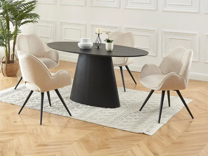Conjunto mesa ANTELADA + 4 sillas GULSUN – Negro y beige