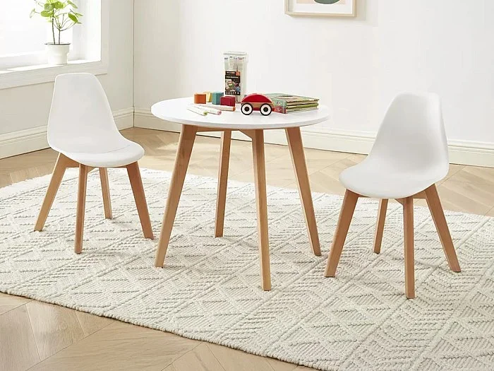 Conjunto mesa para niños LOULOUNE + 2 sillas LILINOU – Blanco
