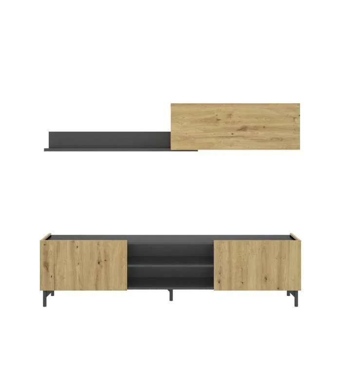 Conjunto modular para salón Duna acabado Nordic-Grafito, 180 cm(ancho) 182.4 cm(largo)35 cm ( fondo)