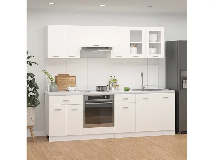 Conjunto muebles de cocina 8 piezas aglomerado blanco