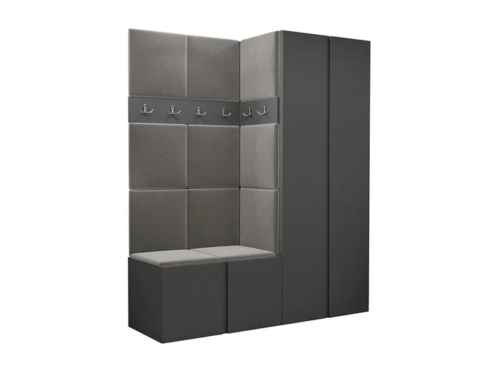 Conjunto pasillo Hartford 266, 186x158x46cm, Grafito, Aglomerado laminado Tapiz