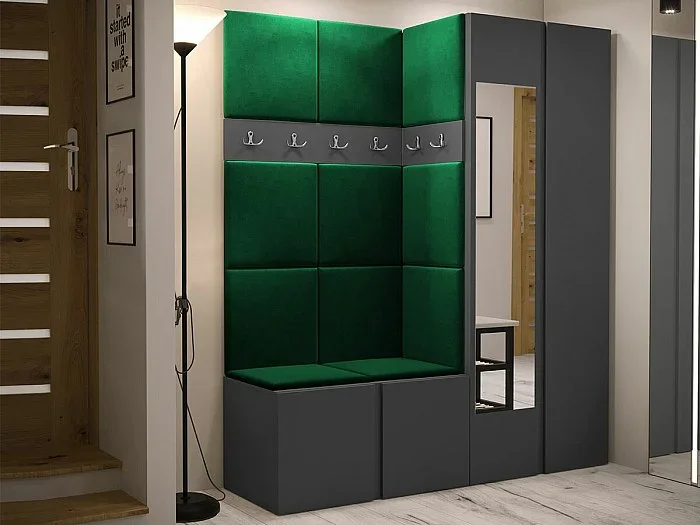 Conjunto pasillo Hartford 278, 186x158x46cm, Espejo, Grafito, Aglomerado laminado Tapiz