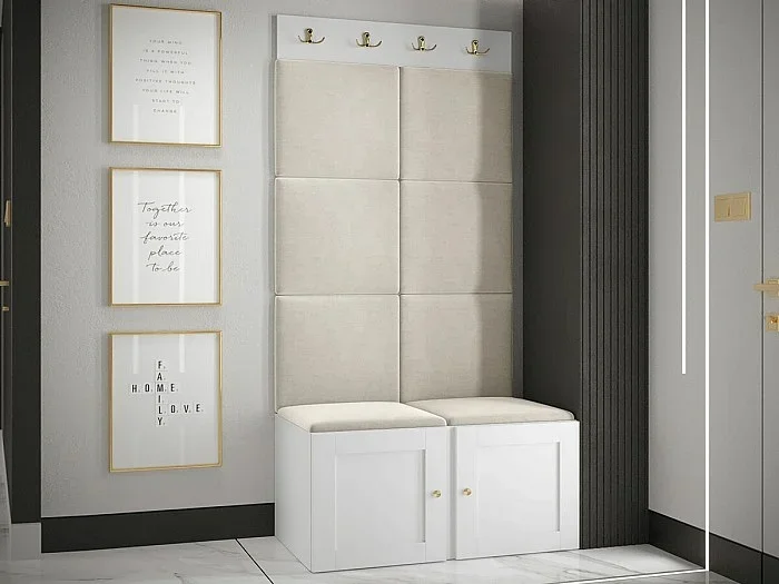 Conjunto pasillo Hartford 375, 186x84x46cm, De color marrón claro Blanco