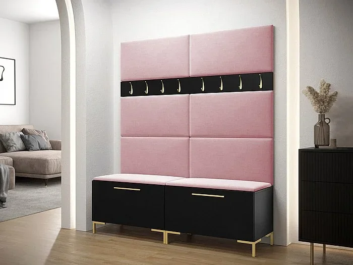 Conjunto pasillo Hartford F101, 196x168x46cm, Negro, Tapiz Aglomerado laminado