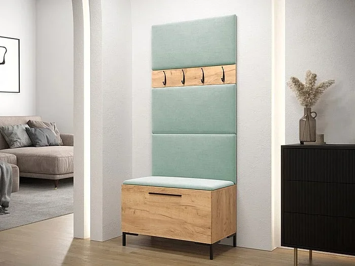 Conjunto pasillo Hartford F102, 196x84x46cm, Craft roble, Tapiz Aglomerado laminado