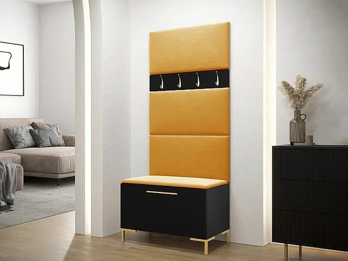 Conjunto pasillo Hartford F102, 196x84x46cm, Negro, Tapiz Aglomerado laminado
