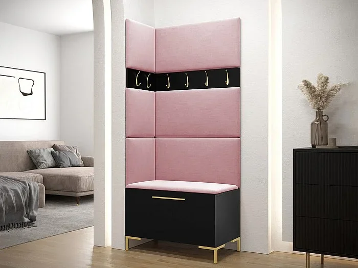 Conjunto pasillo Hartford F103, 196x84x46cm, Negro, Tapiz Aglomerado laminado