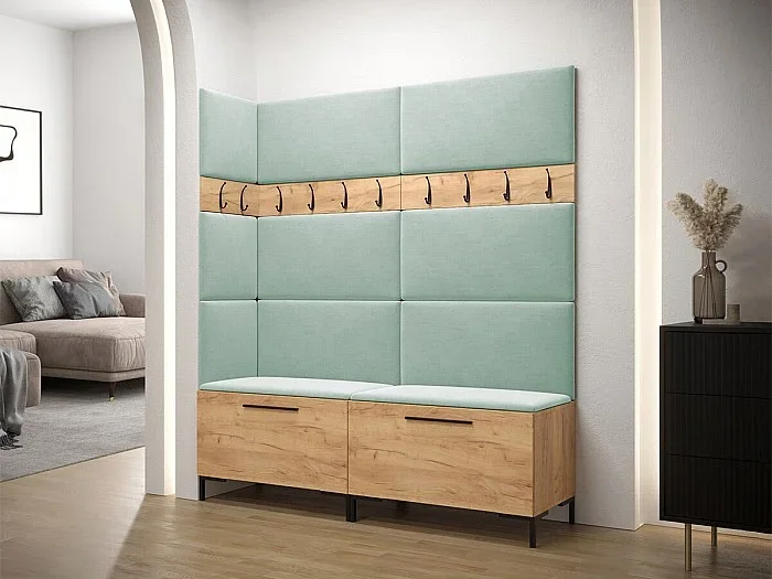Conjunto pasillo Hartford F104, 196x168x46cm, Craft roble, Tapiz Aglomerado laminado