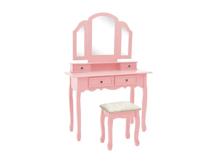 Conjunto tocador y taburete Rosa 100x40x146 cm Paulownia