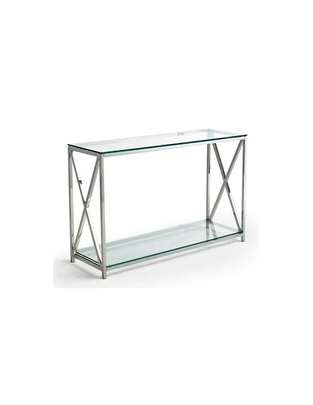 CONSOLA DE CRISTAL Y ACERO PAVILION 120×40.