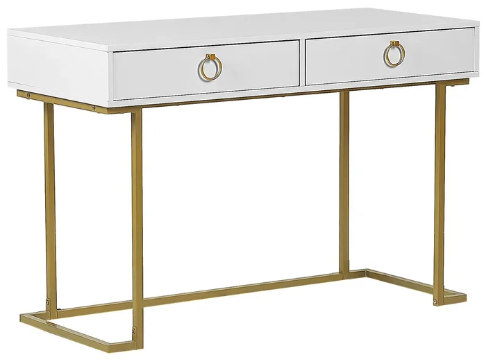 Consola Escritorio WESTPORT Blanco/Dorado 115 cm 50 cm con almacenaje