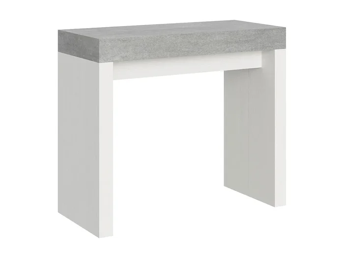 Consola extensible blanca y gris cemento 40 a 300 cm Ribo-Soporte 2 pies
