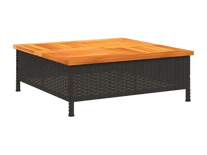 Corigliano-Rossano Cubierta para base sombrilla ratán PE acacia negro 70x70x25 cm
