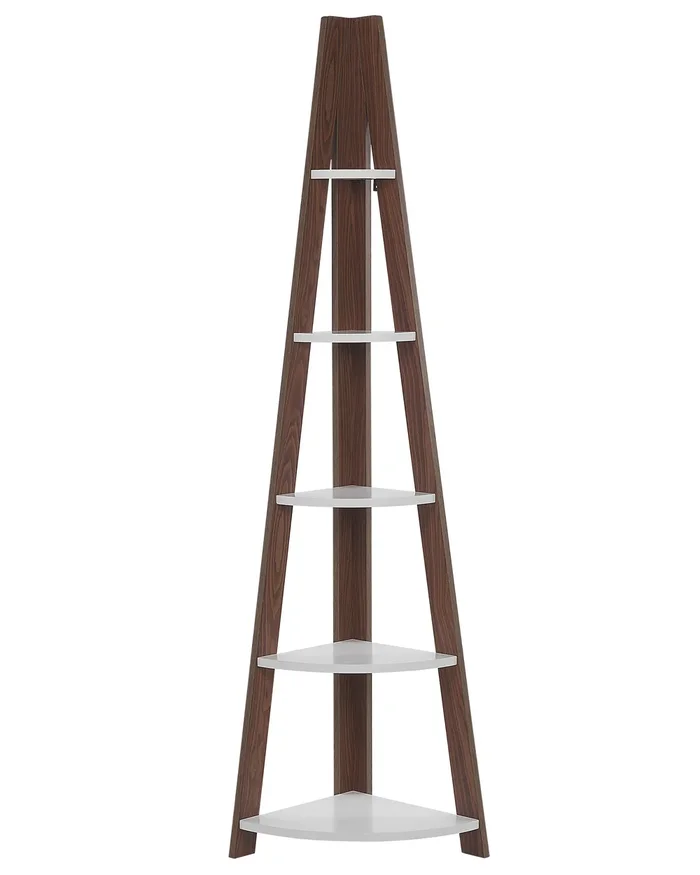 Corner 5 Tier Shelving Unit MOBILE SOLO 175 cm Brown/ White