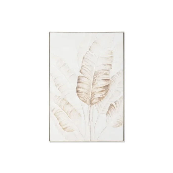Cuadro Home ESPRIT Blanco Beige Hojas Escandinavo 102,5 X 5,5 X 152,5 CM