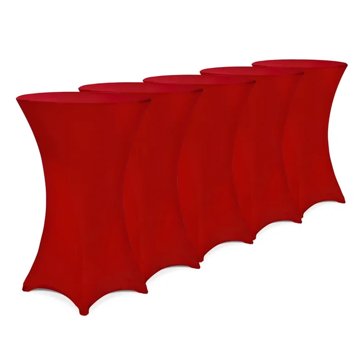 Cubierta mesa set de 5 roja poliéster/elastano 80cm