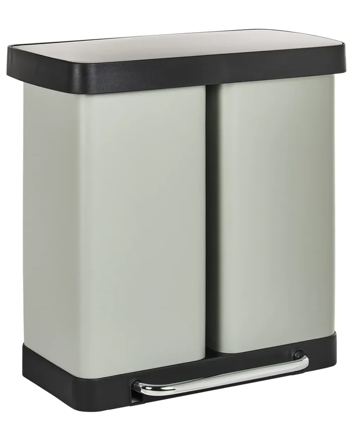 Cubo de basura doble con pedal 60 L ECOSORT Metal Verde claro
