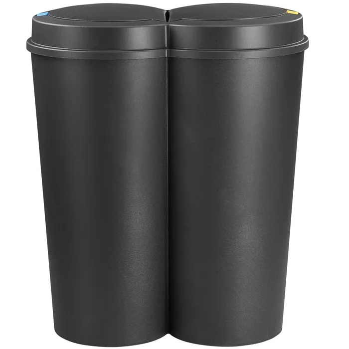 Cubo de basura doble para cocina Negro 50L 2x25L