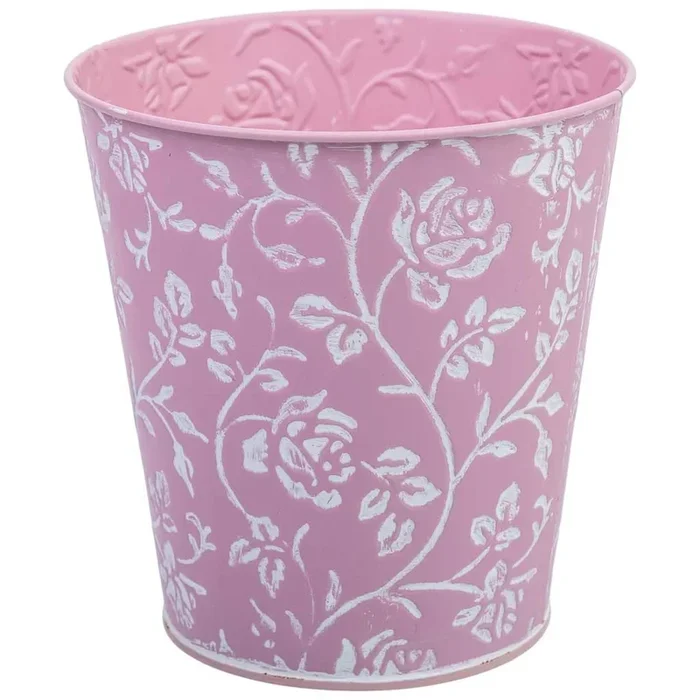 Cubo metálico rosa D14x14,5h cm
