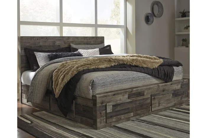 Derekson Multi Gray King Storage Platform Bed with 4 Drawers