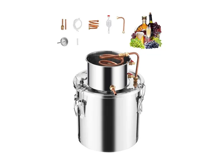 Destilador de Alcohol SucceBuy Destilador de Aguardiente de 19 L, Kit de Destilación de Agua y Alcohol, Acero Inoxidable