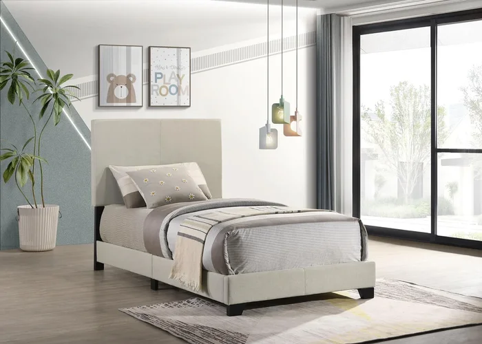 Dorian Cream Upholstered Twin Panel Bed