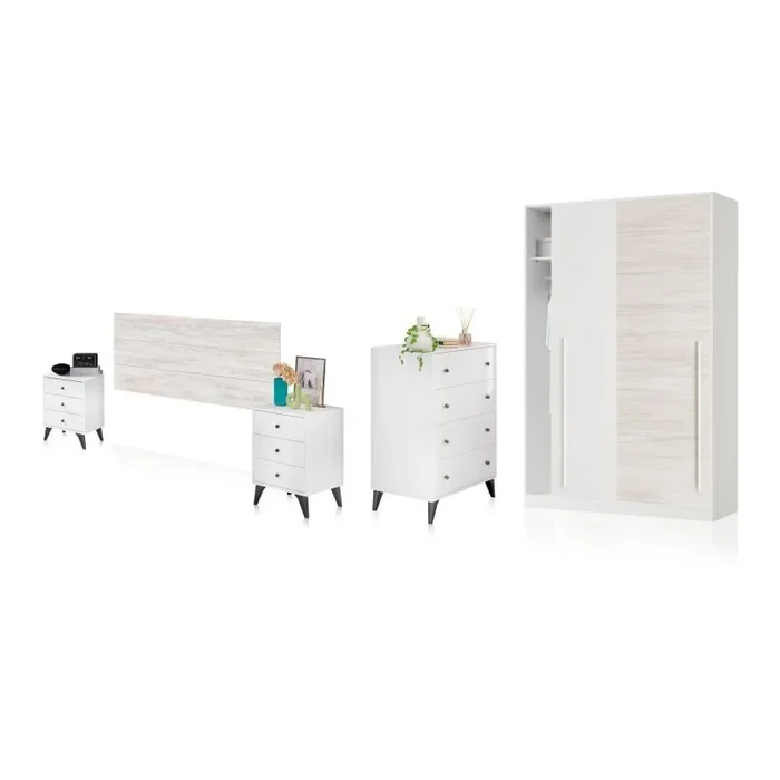 Dormitorio Iconic 4C Plus Blanco Velho – Negro 120 x 200 x 50 cm