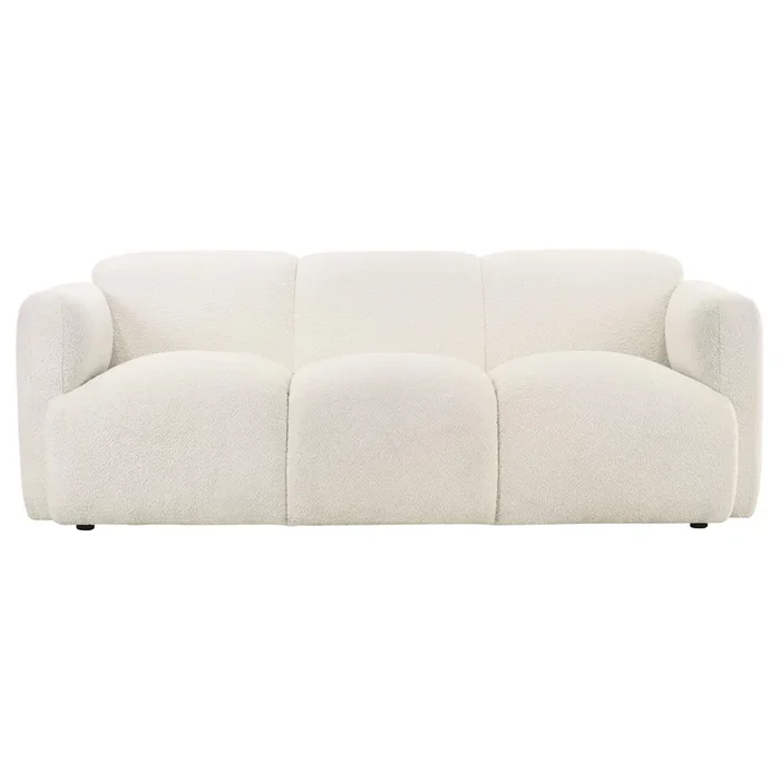 Dorset White Fabric Upholstered Round Track Arm Sofa