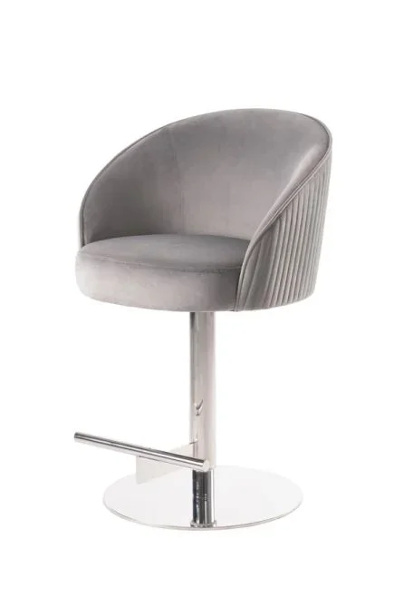 Ella Taburete de Bar – Gris paloma – Base de Plata