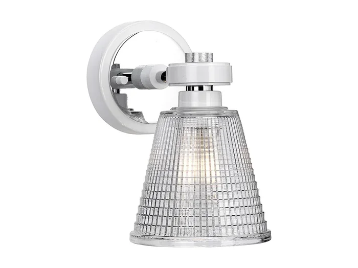 Elstead Gunnislake 1 ljus vägglampa polerad kromglasskärm IP44, G9