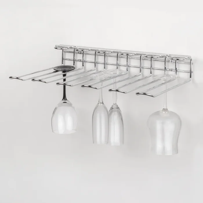 Emuca Soporte para copas para muebles Supra de 5 líneas, longitud 320mm, Acero, Cromado