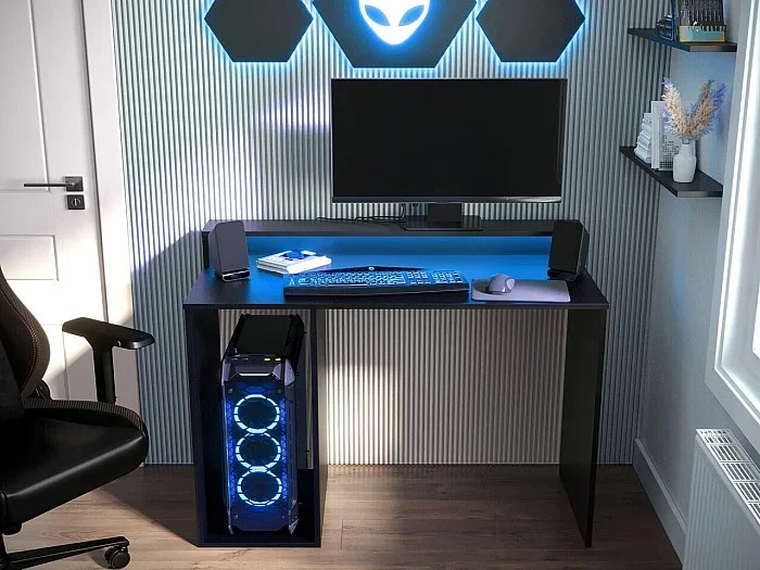 Escritorio gaming Hartford 324, 78x106x48cm, Negro