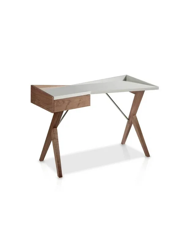 ESCRITORIO OFICINA Babylon 120×60 NOGAL, TAPA GRIS PERLA