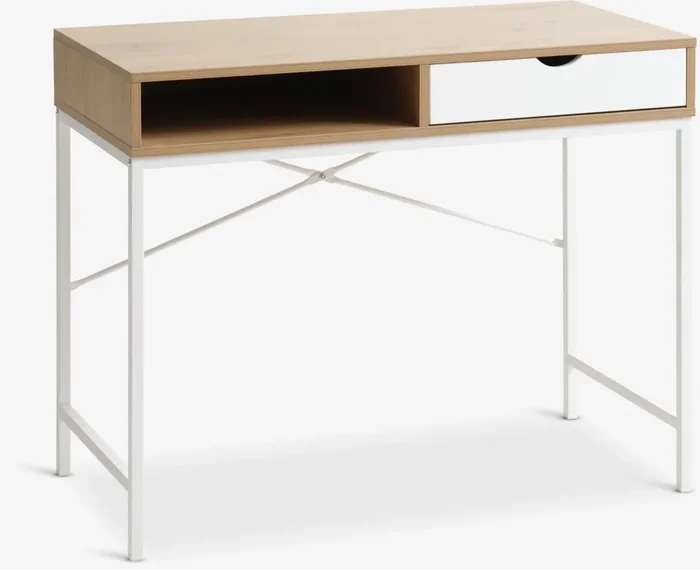 Escritorio TRAPPEDAL 48×95 1 cajón color roble cálido/blanco
