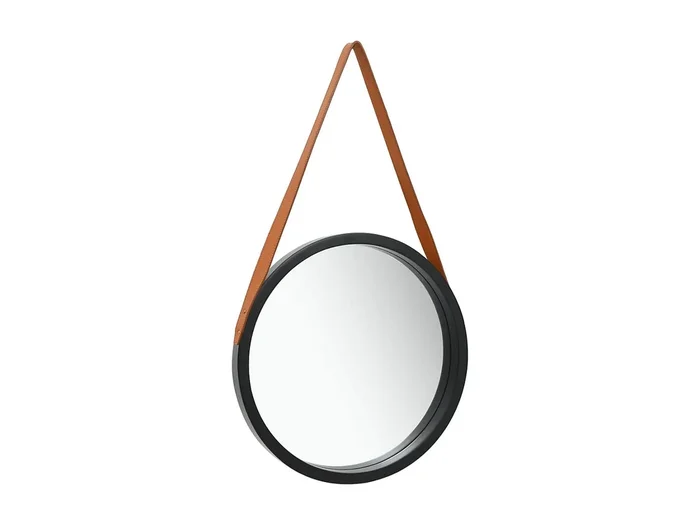 Espejo de pared con correa 40 cm Negro