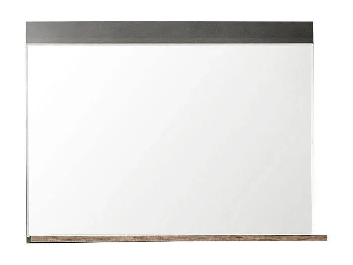 Espejo de pared con estante en roble oscuro y melamina gris Orcel