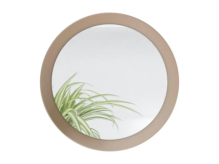 Espejo Globe 50 cm, Espejo de Pared Redondo Decorativo para Recibidor y Sala de Estar con Marco de MDF en aspecto en bronce