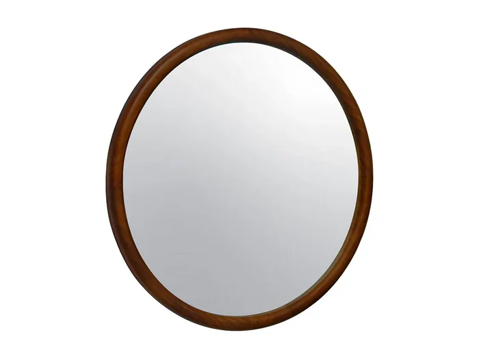 Espejo redondo de madera de pino decorativo de pared, 60cm nogal