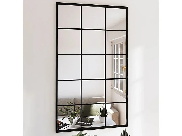 Espejos de pared 4 piezas negro 100×60 cm metal