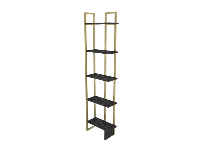 Estante para libros Dbradari, Estante de oficina, Porta libros móvil, Biblioteca, 45x22h180 cm, Negro y Oro