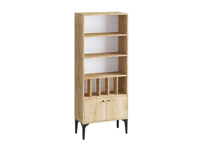 Estantería biblioteca 8 estantes 2 puertas decoración roble zafiro H175 cm – Pollux