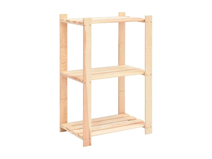 Estantería de almacenamiento 3 niveles 60 x 38 x 90 cm pino macizo 150 kg beige 02_0000655